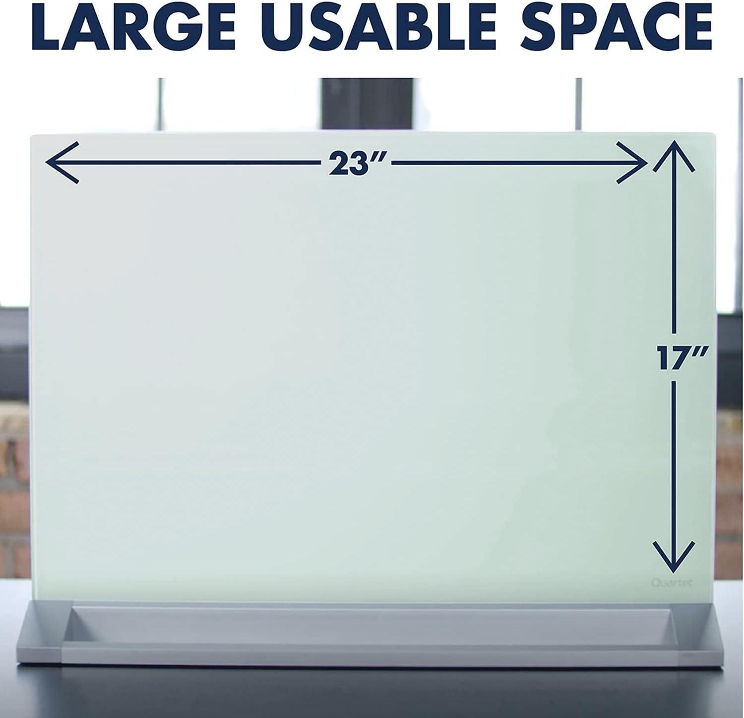 Quartet Magnetic Desktop Glass Dry-Erase Panel, White, 17" x 23"