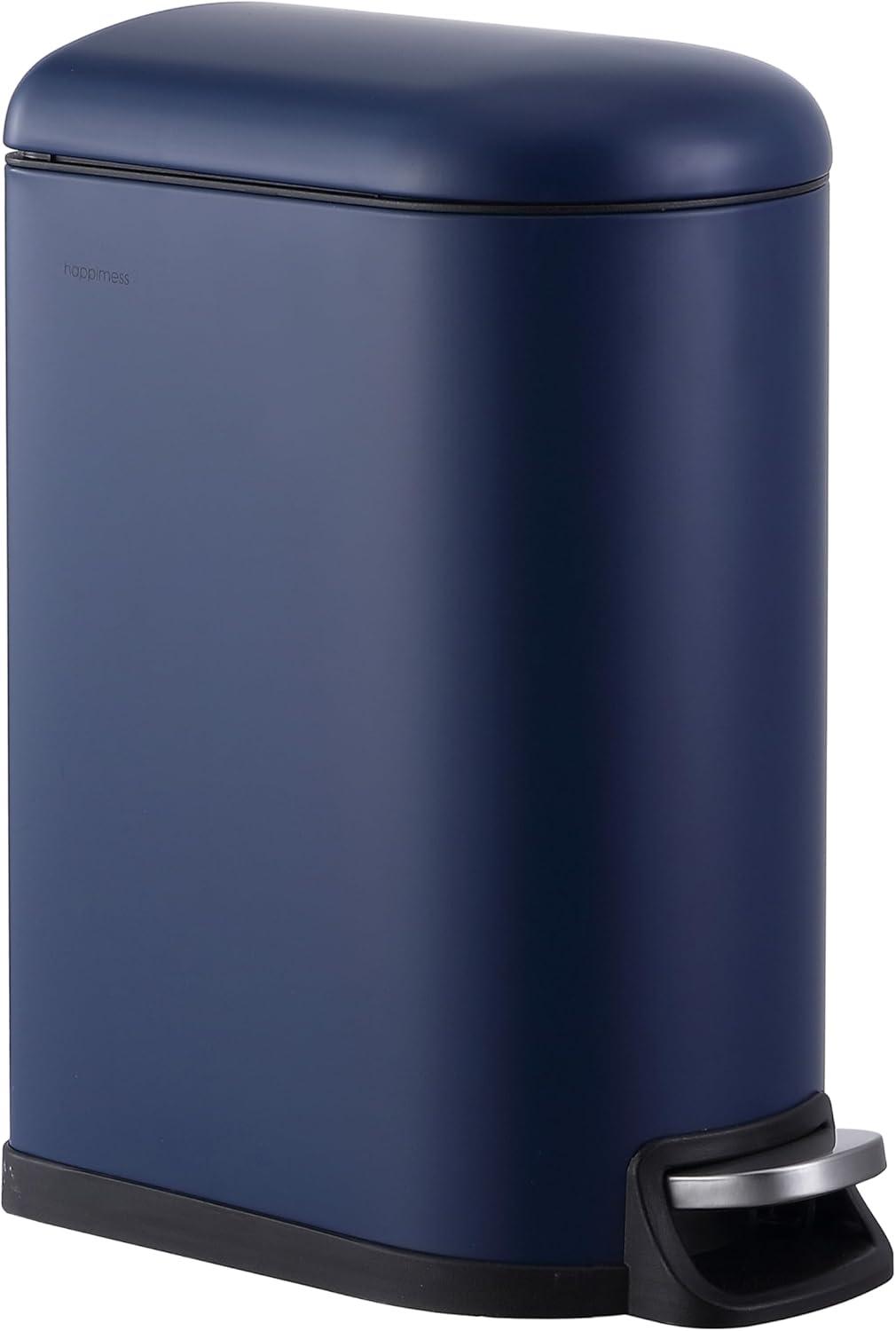 happimess Roland Mini 2.6-Gallon Step-Open Trash Can, Denim Blue