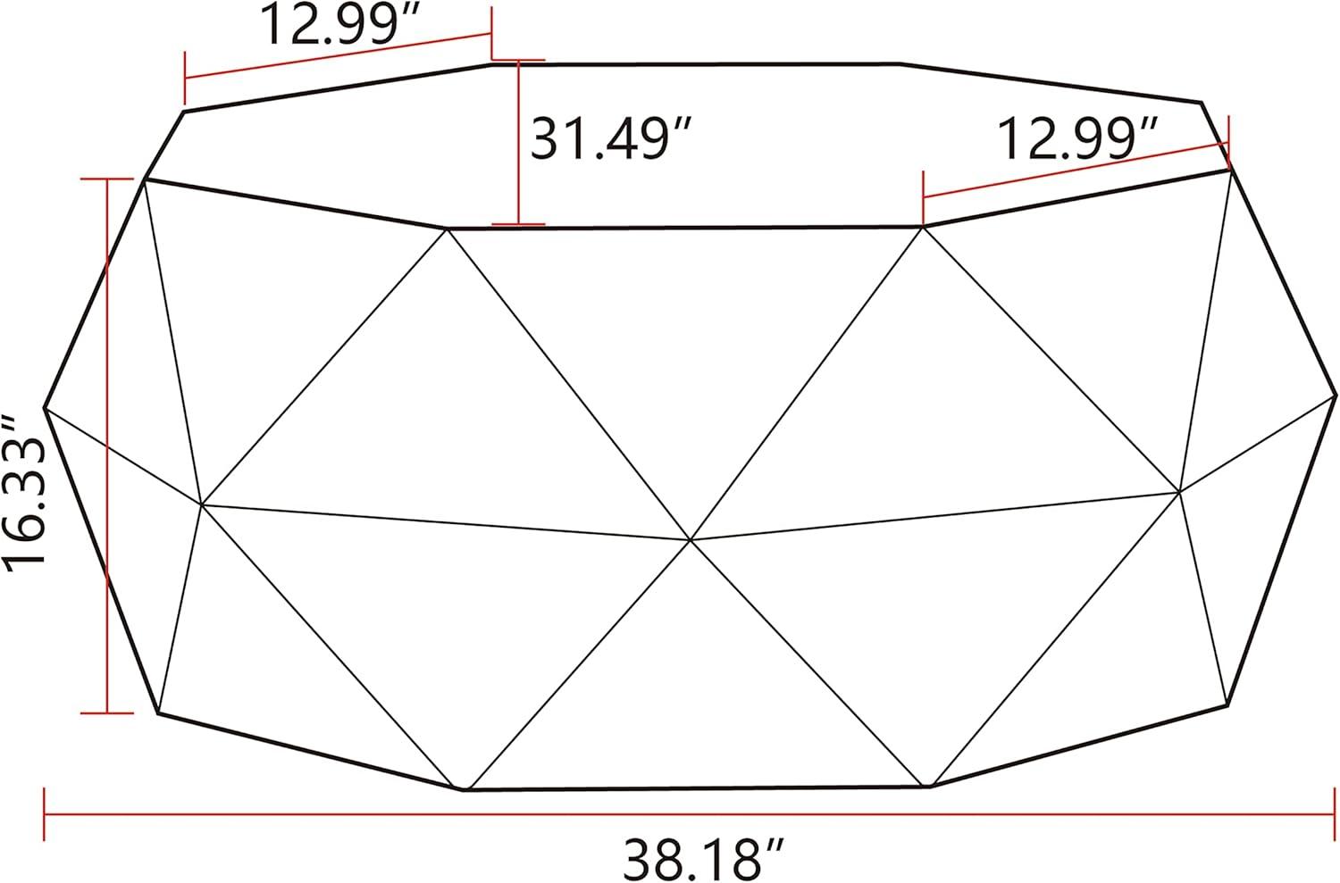 38'' White and Natural Geometric Wood Coffee Table