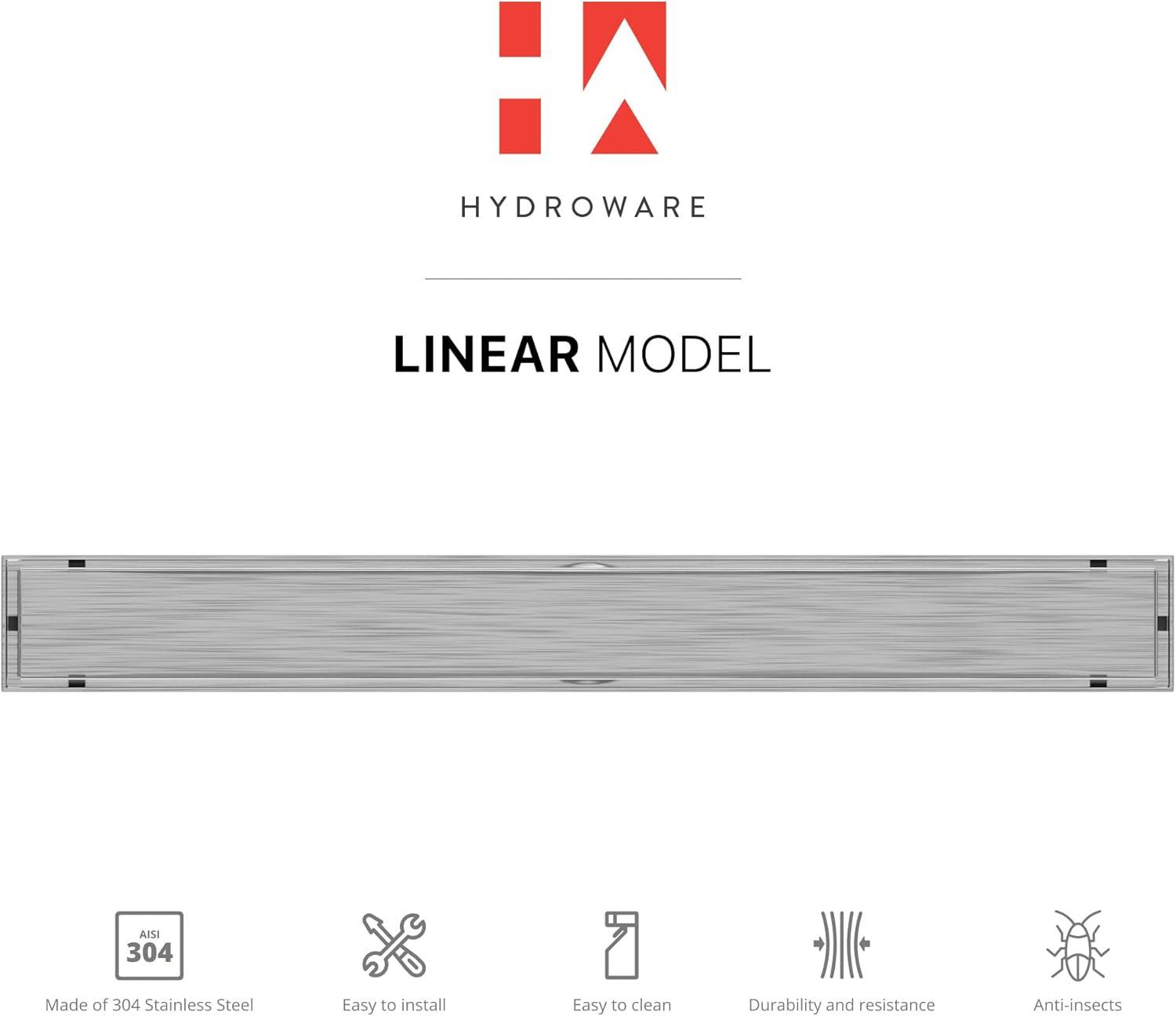 24" Linear Tile-in Shower Drain with Hair Strainer & Lifting Hook-Modern Stainless Steel Drain for Bathroom Showers