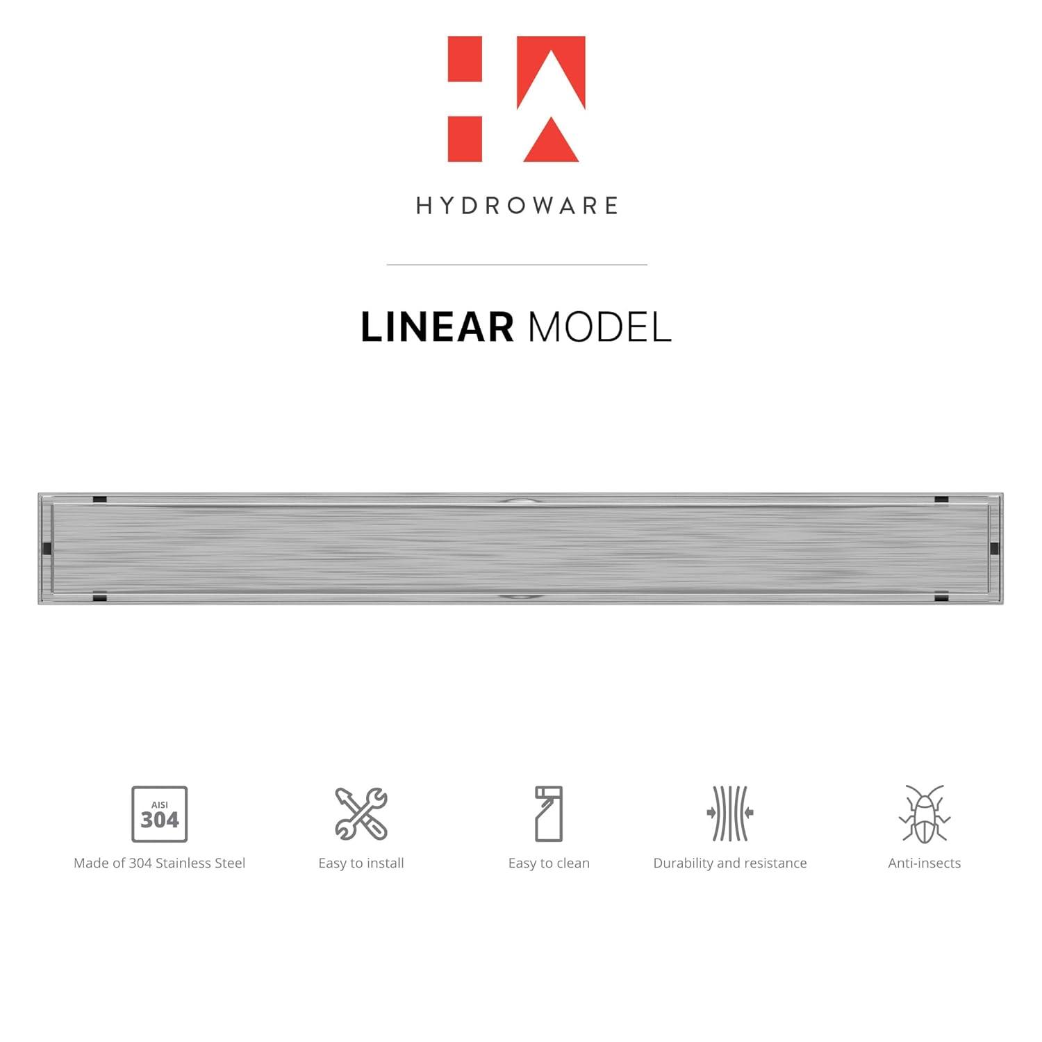 24" Linear Tile-in Shower Drain with Hair Strainer & Lifting Hook-Modern Stainless Steel Drain for Bathroom Showers