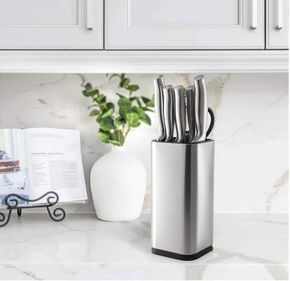 Dura Living Dura Living Universal Knife Block Holder, Stainless Steel Organizer, Space-Saving Storage Stand