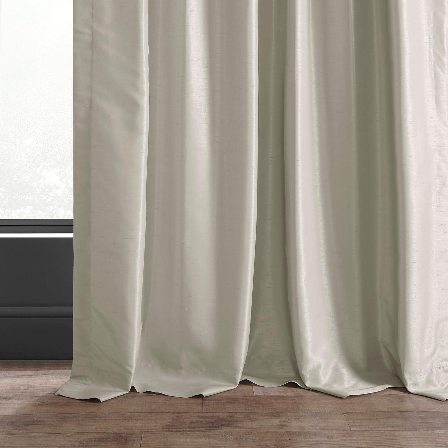 Mist Grey Vintage Textured Faux Dupioni Silk Curtain (1 Panel), Mist Grey, 50W X 84L