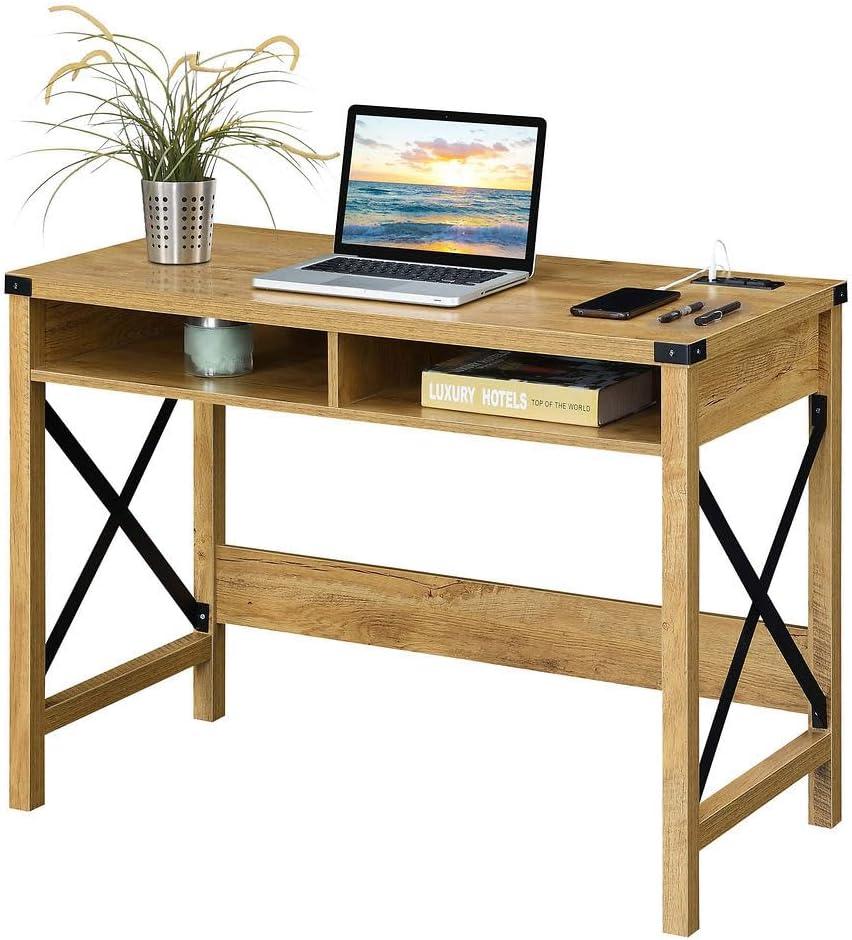 Durango English Oak 42" Desk with Built-In USB Charging Station