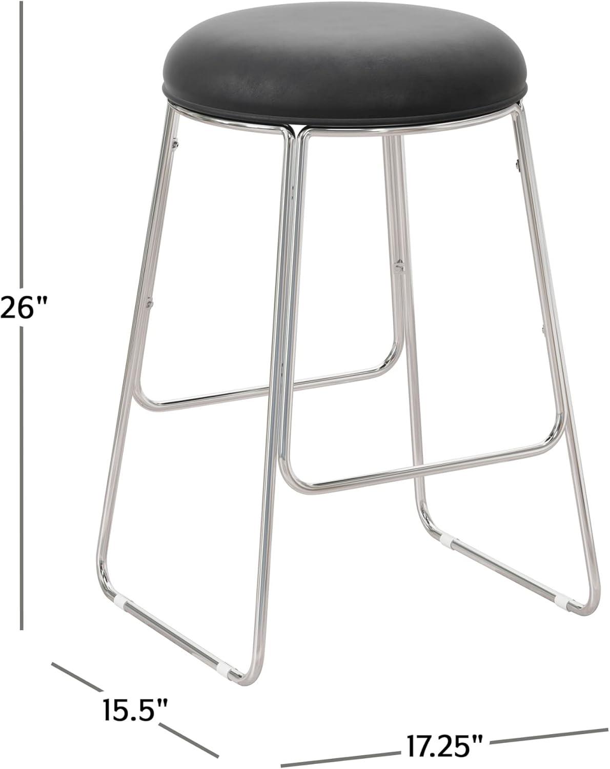 Southlake Backless Metal Counter Height Barstool Chrome/Black Vinyl - Hillsdale Furniture: Round Upholstered Kitchen Stool