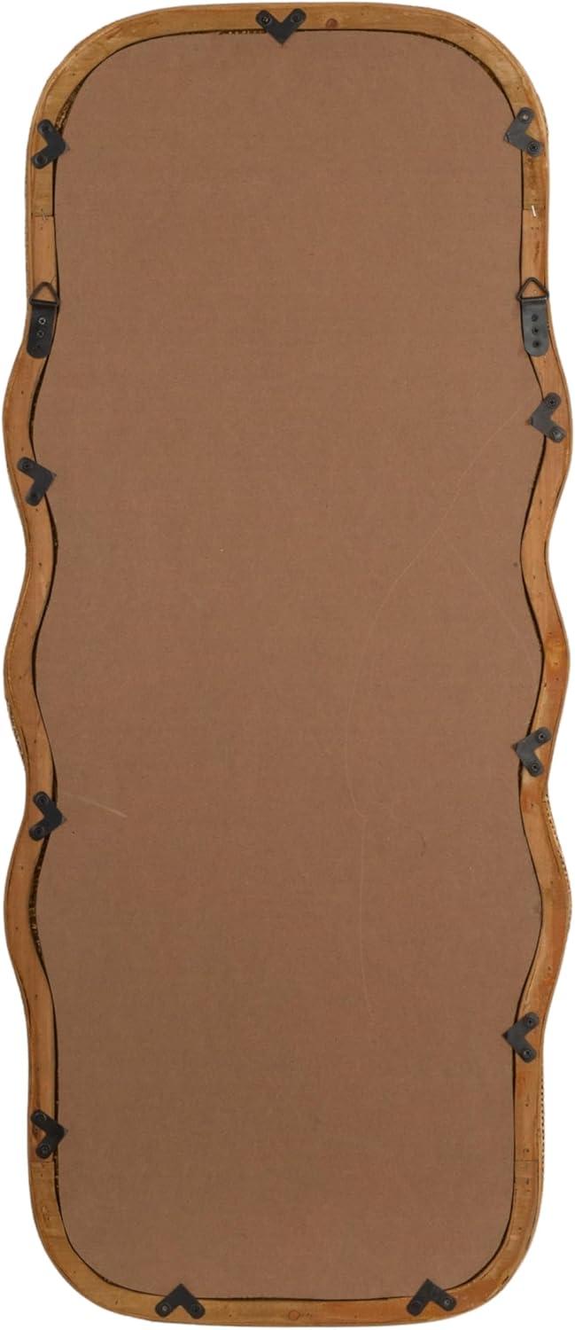 Storied Home Wavy Rectangle Handwoven Rattan Cane Wall Mirror, Natural