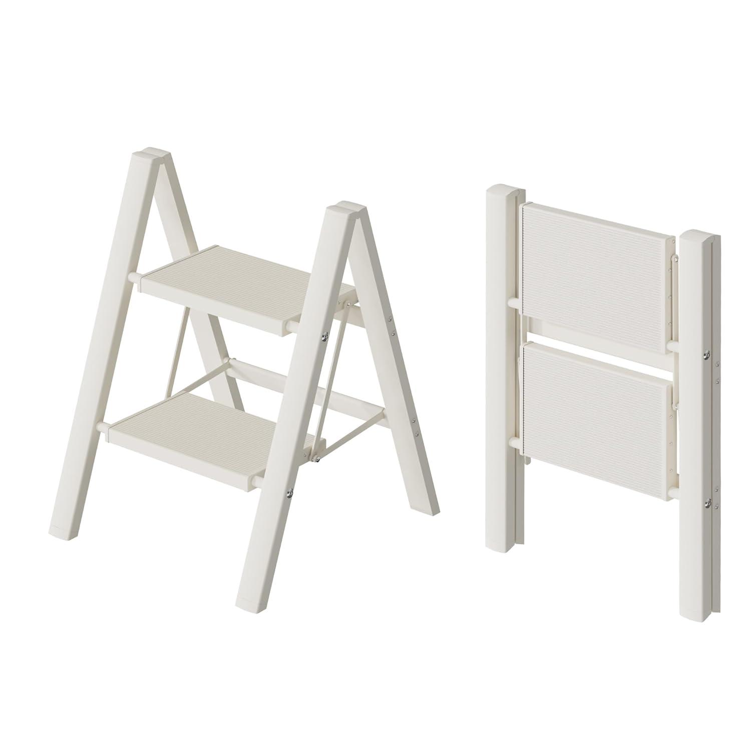 WFX Utility™ Lightweight 2 Step Ladder With Anti-Slip Wide Pedals, 330Lbs Capacity Durable Aluminum Step Stool For Home, Office, And Library