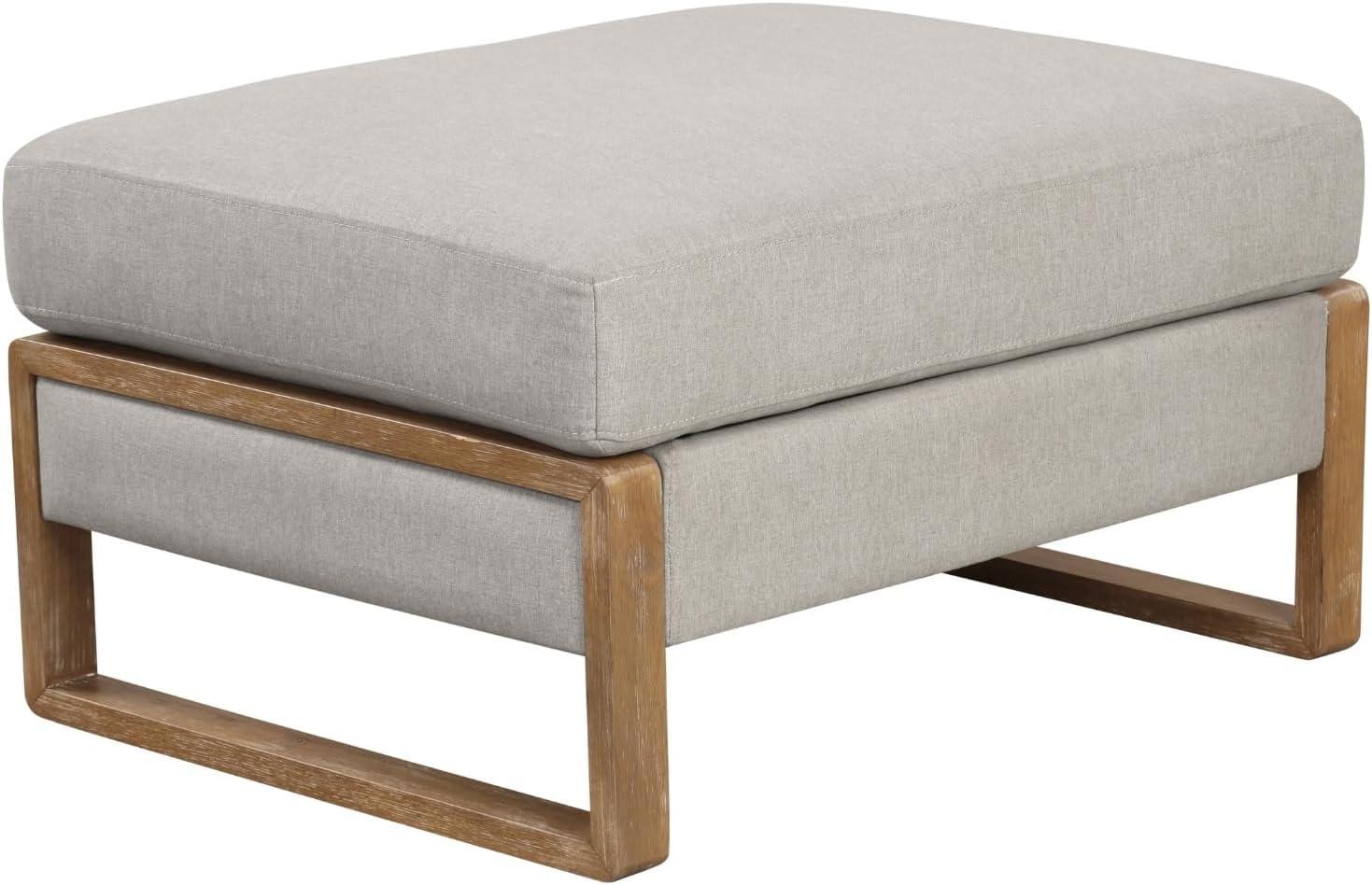 Nathan James Madison Ottoman with Hidden Storage: Modern Elegance, Rubberwood Legs, Linen Upholstery