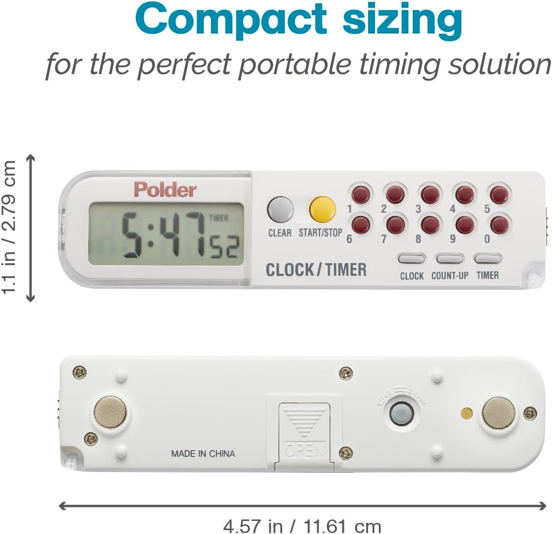 Compact White Digital Clock Timer and Stopwatch with Lanyard