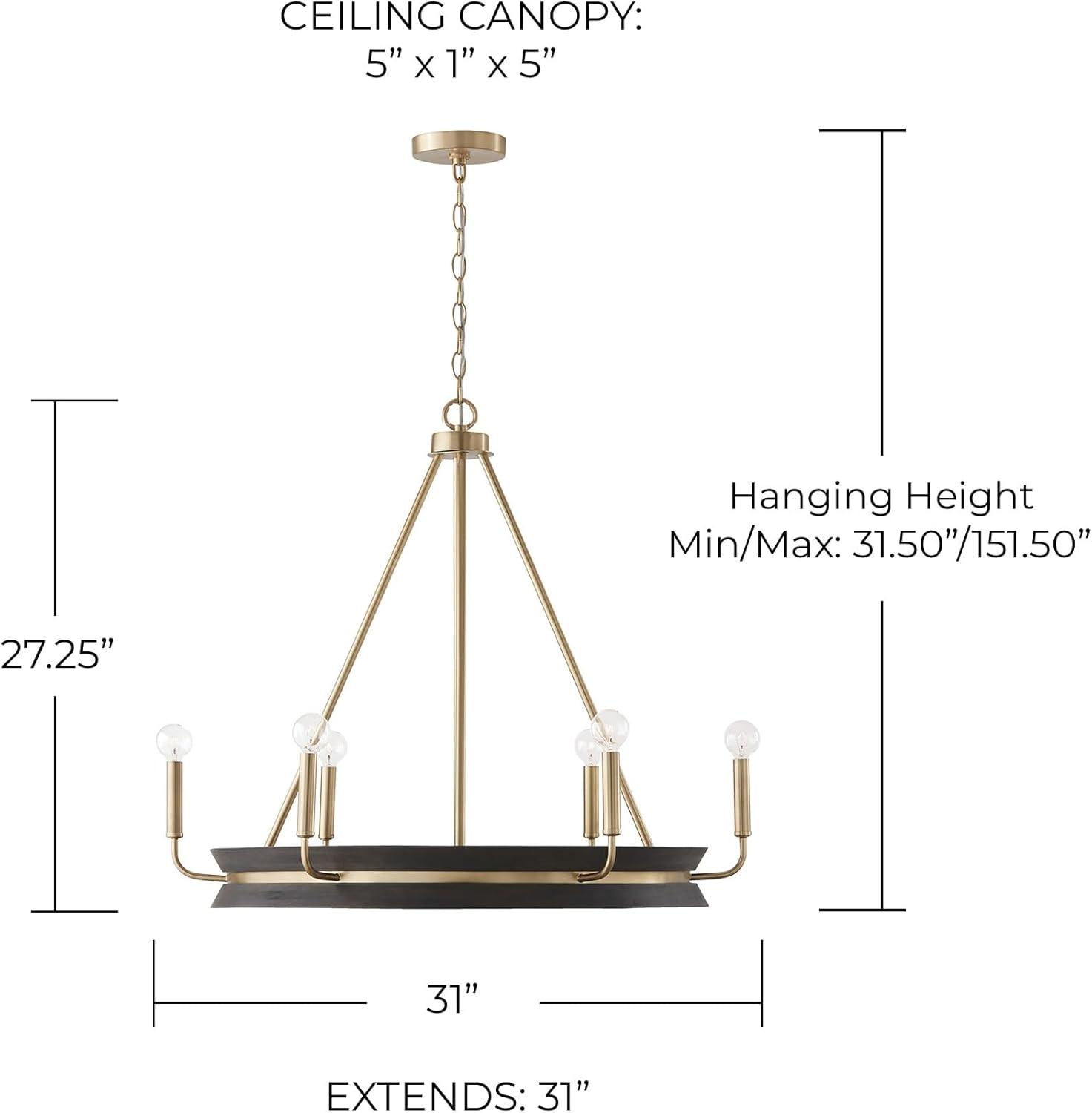 Capital Lighting Finn 6 - Light Chandelier in  Black Stain/Matte Brass