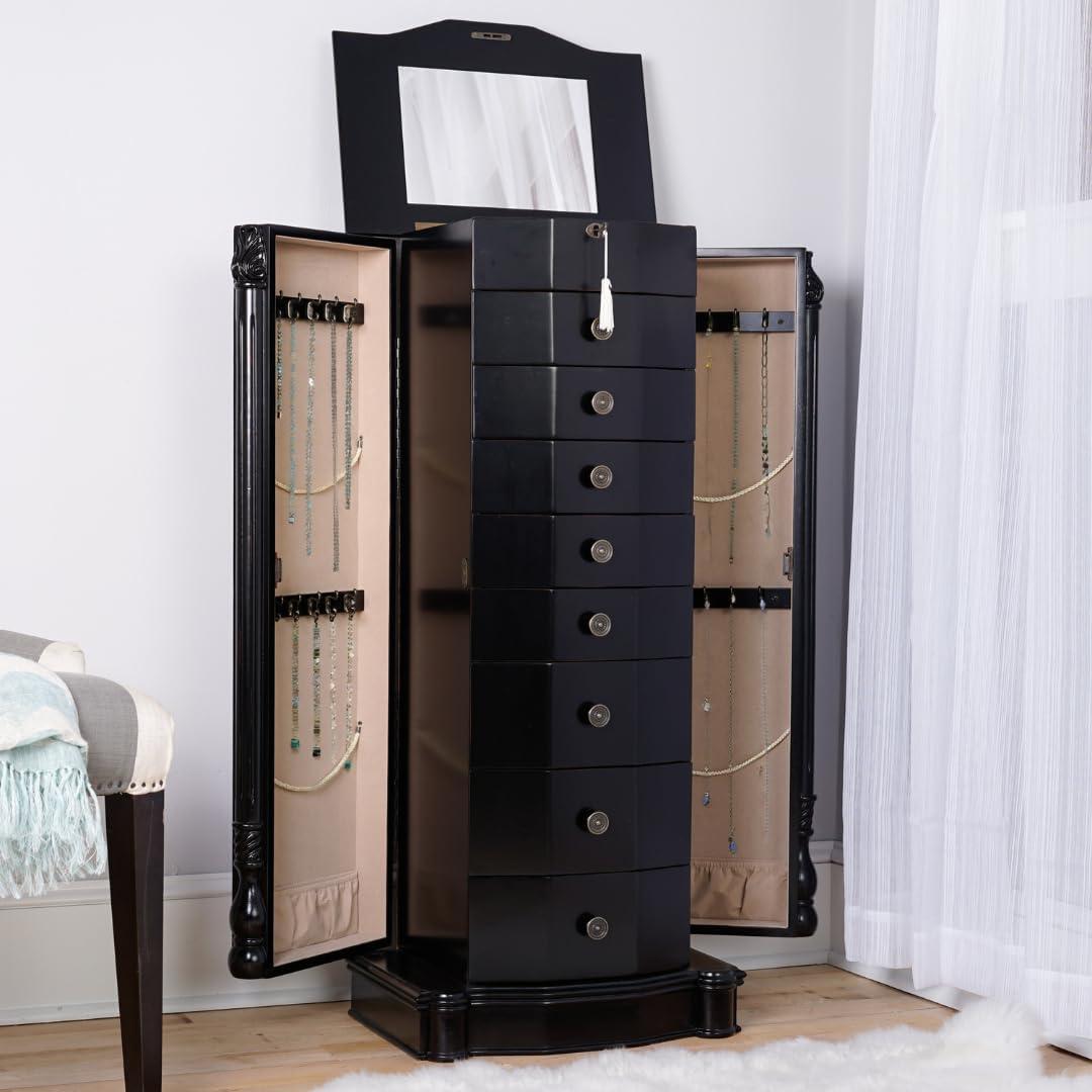 Hives and Honey Florence 8 Drawer Standing Jewelry Armoire - Rich Black