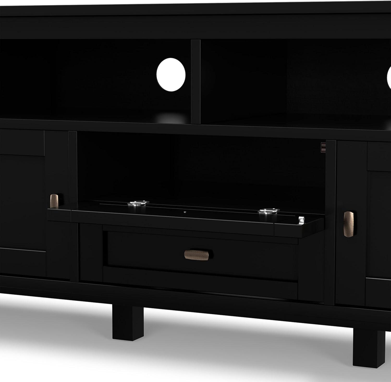 Simpli Home Warm Shaker 72"W Solid Wood TV Stand for TVs up to 80" with 4 Storage Cabinets and 2 Drawers