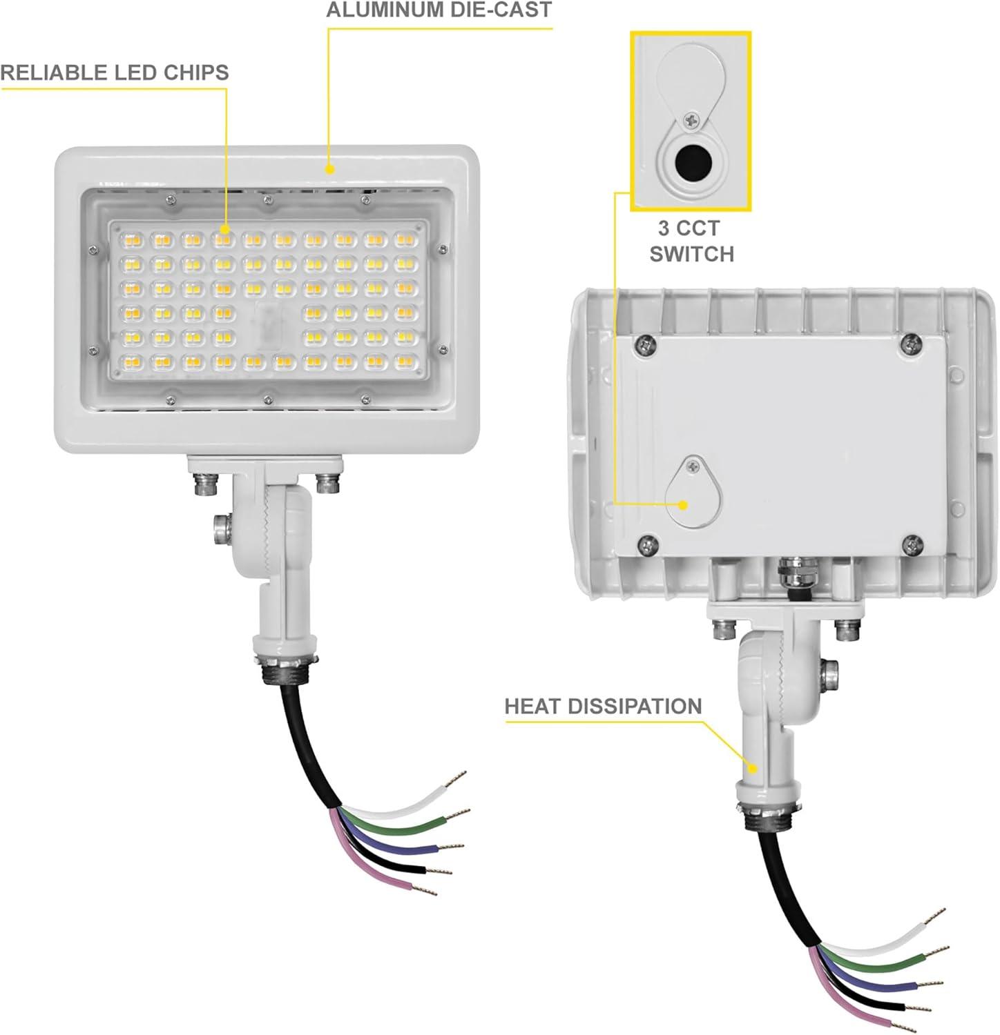 White 50W LED Outdoor Flood Light with Adjustable Mount