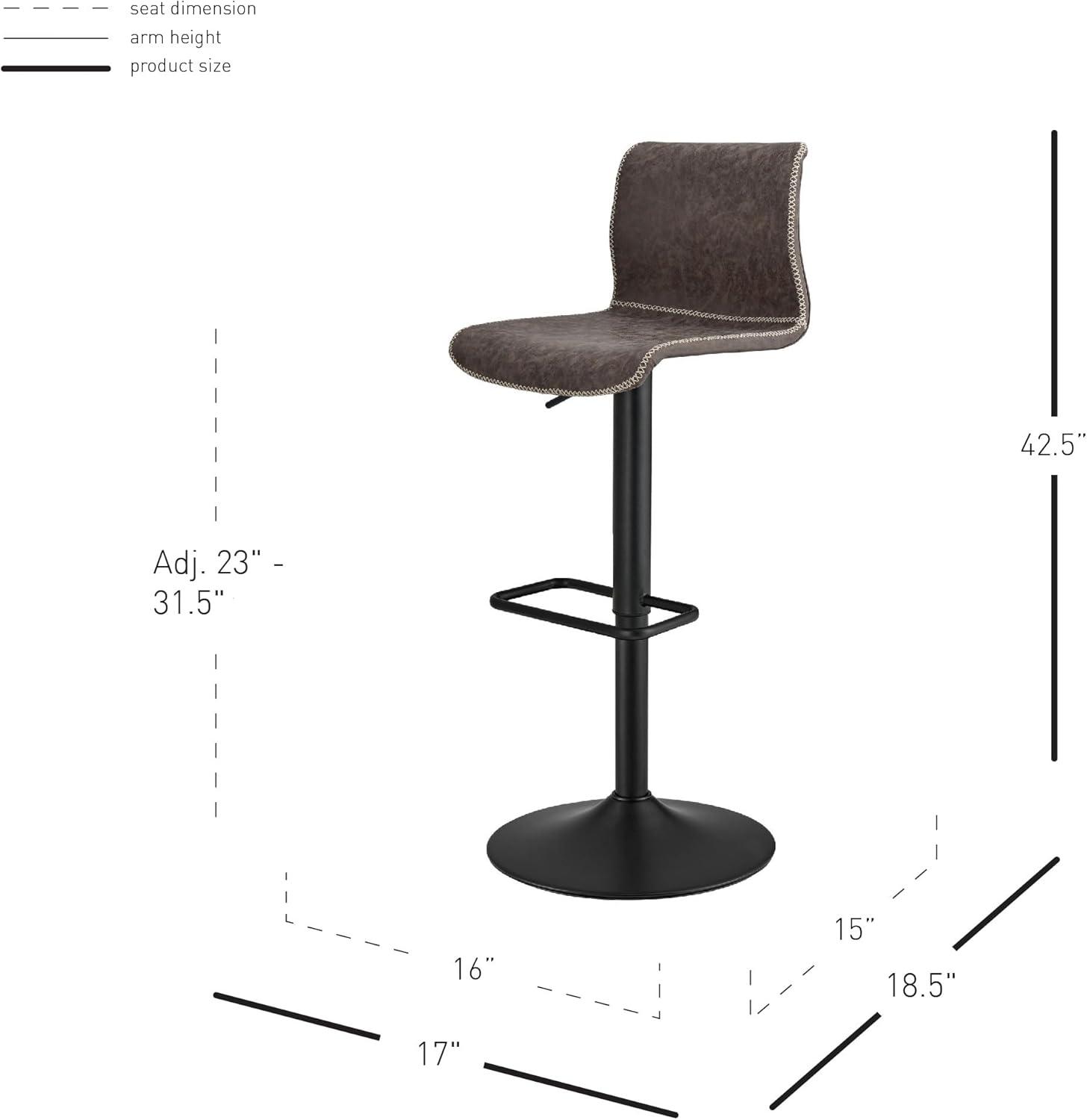 New Pacific Direct Jayden 31.5" PU Leather Bar Stool in Coffee/Brown (Set of 2)