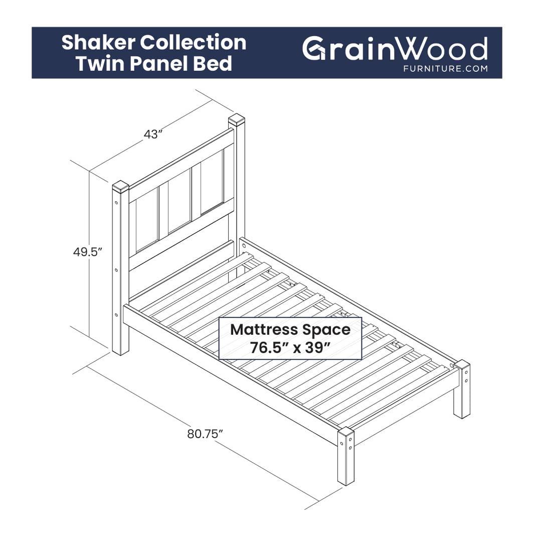 Shaker Solid Wood Panel Bed