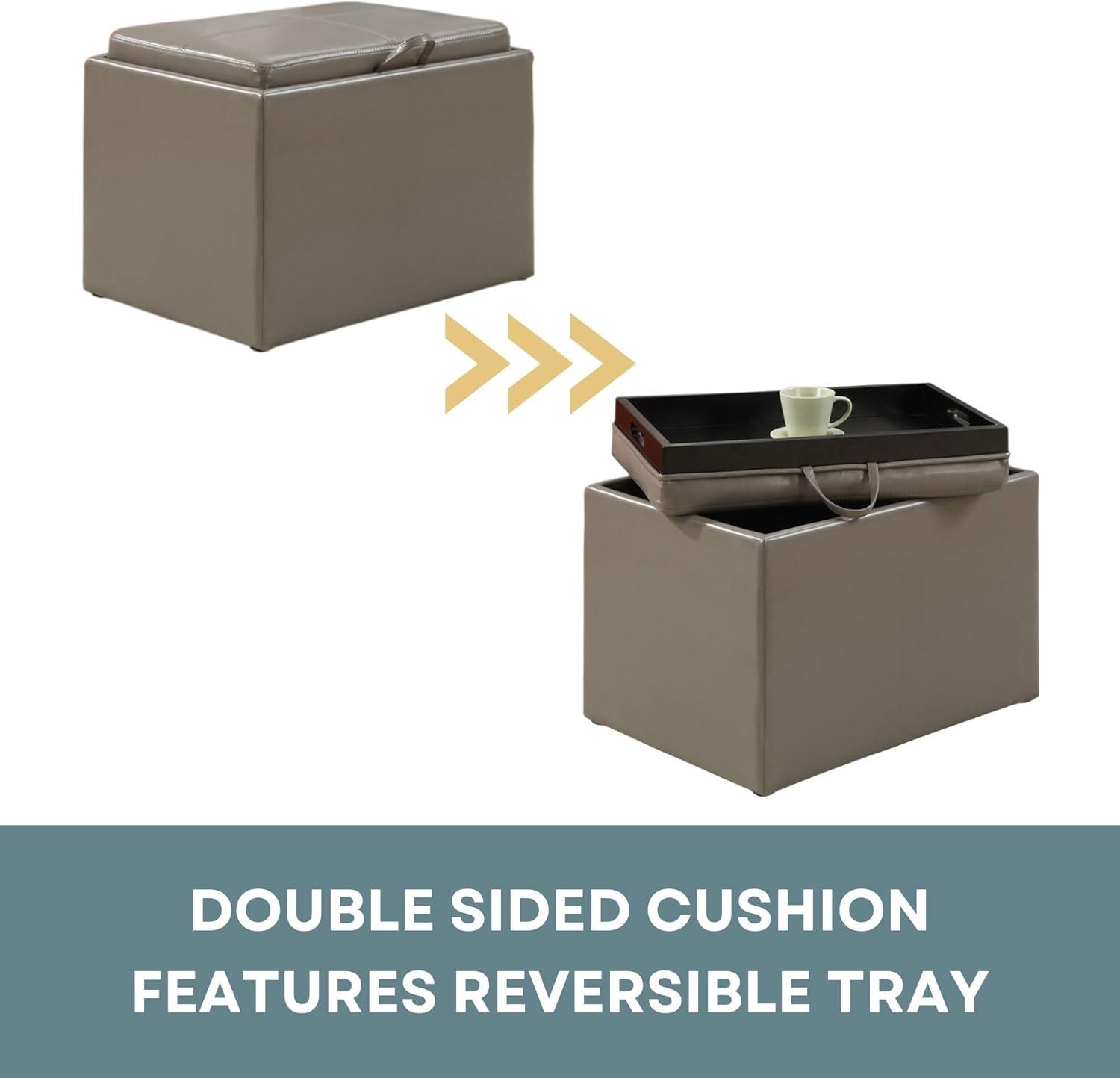 Convenience Concepts Designs4Comfort Accent Storage Ottoman, Taupe Gray Faux Leather