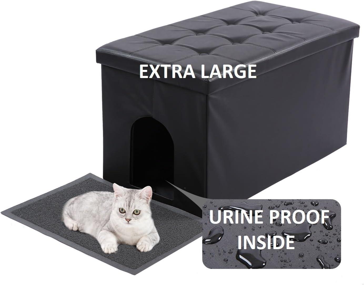 MEEXPAWS Cat Litter Box Enclosure Furniture Hidden, Cat Washroom Bench Storage Cabinet Small 19.7'' x 19.7'' x 19.7''| Dog Proof | Waterproof Inside | Easy Clean | Easy Assembly | Odor Control(Grey)