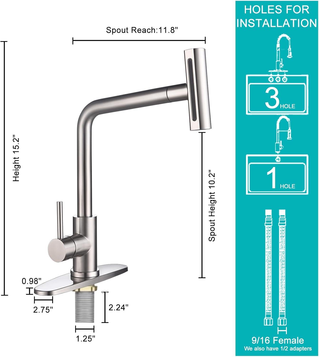 Brushed Nickel High-Arc Kitchen Faucet with Pull-Out Spray