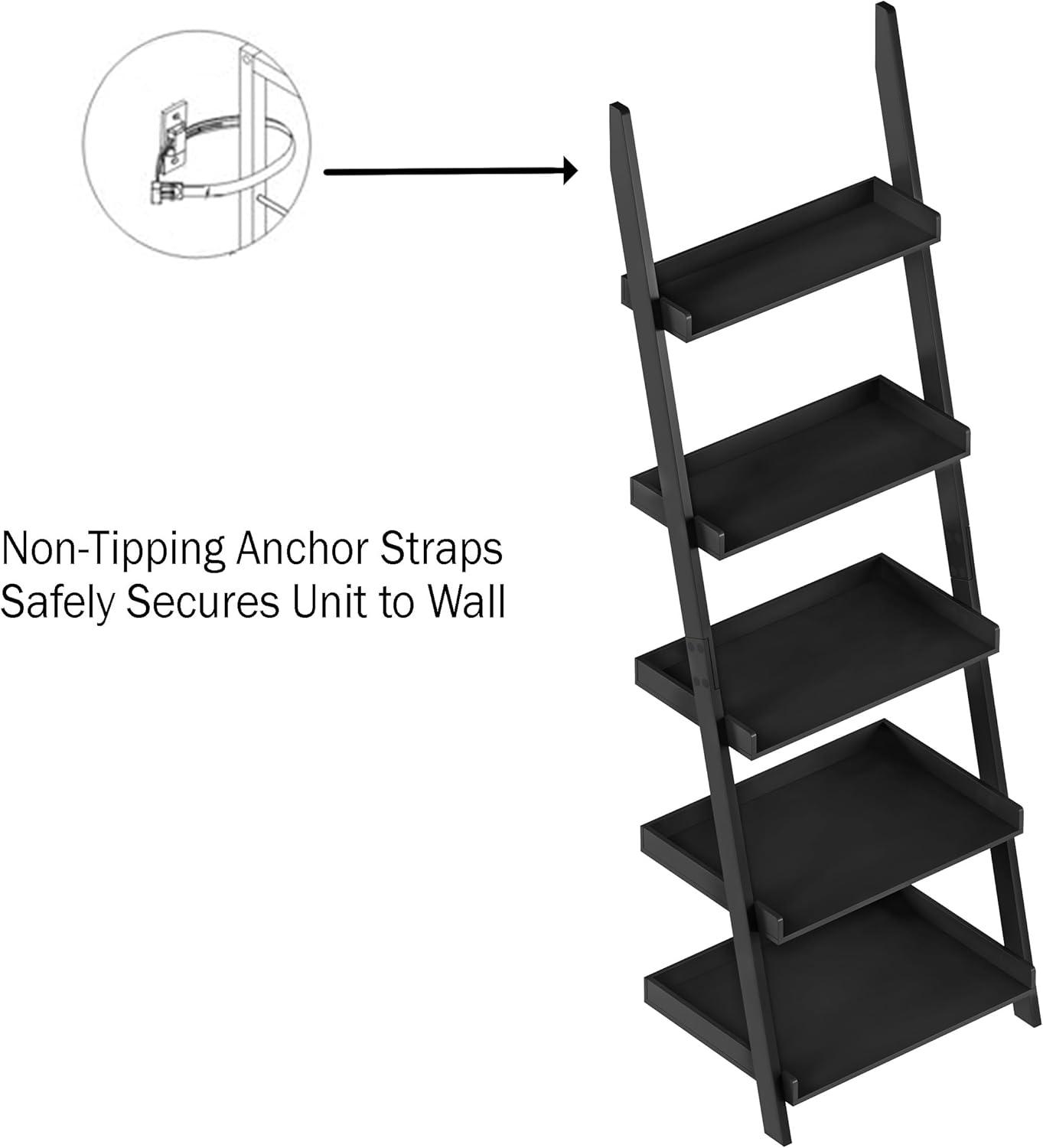 Lavish Home 5-Tier Freestanding Wood Ladder Bookshelf for Storage