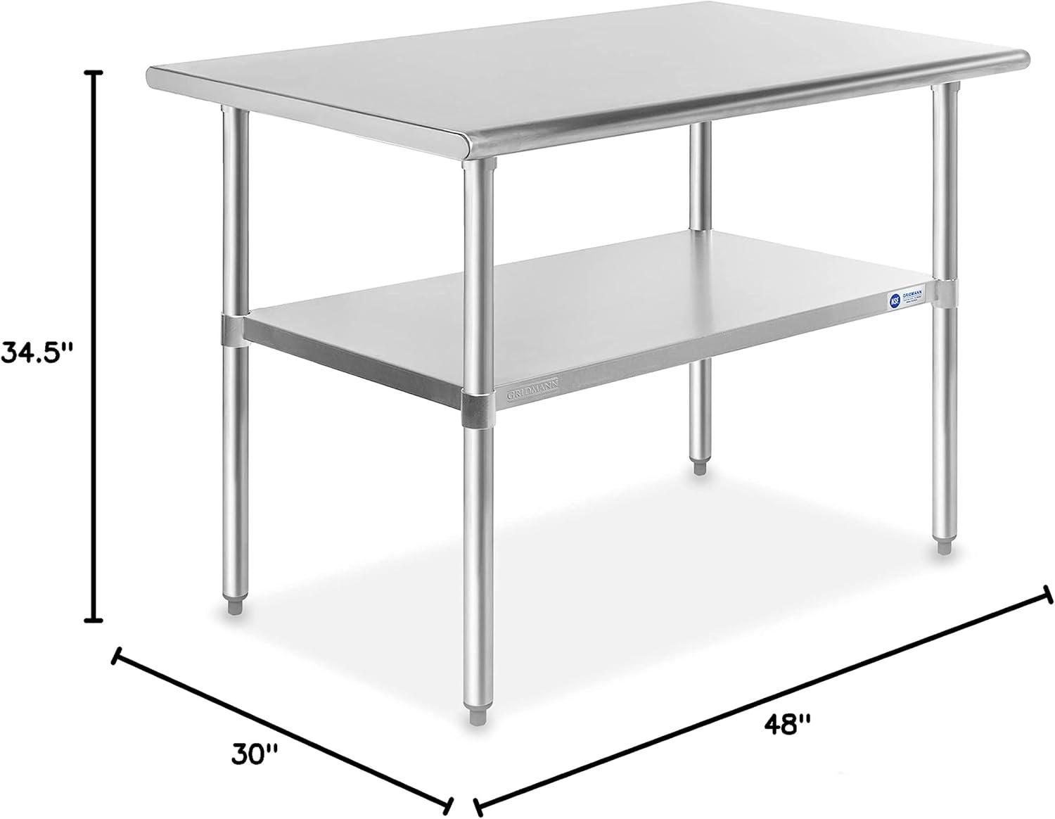 30" D x 34.5" H Stainless Steel Prep Station with Undershelf