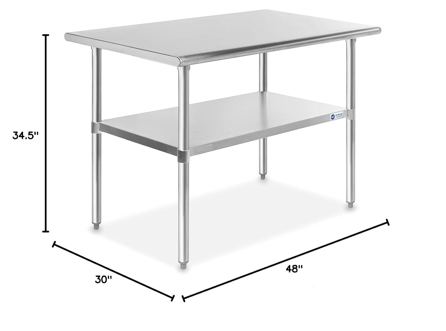 30" D x 34.5" H Stainless Steel Prep Station with Undershelf