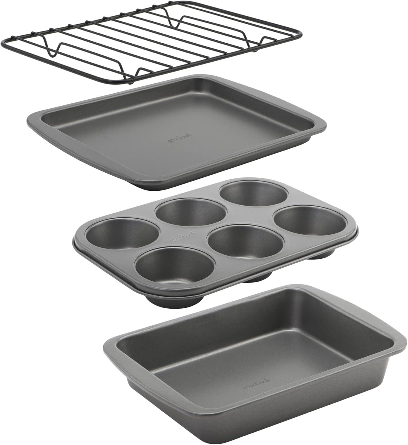 GoodCook 4-Piece Nonstick Black Steel Toaster Oven Bakeware Set