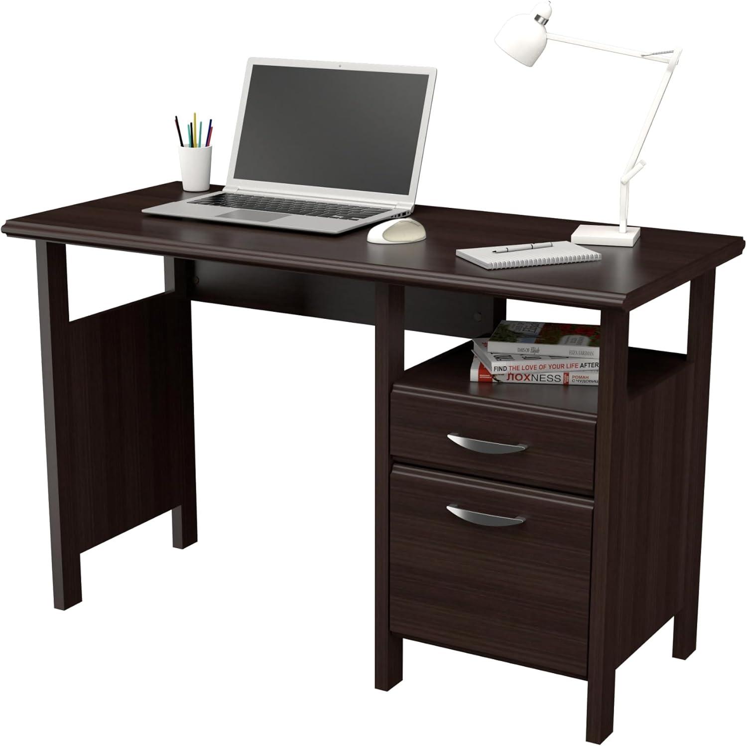 Inval 1-Drawer Writing Desk with Cabinet in Espresso