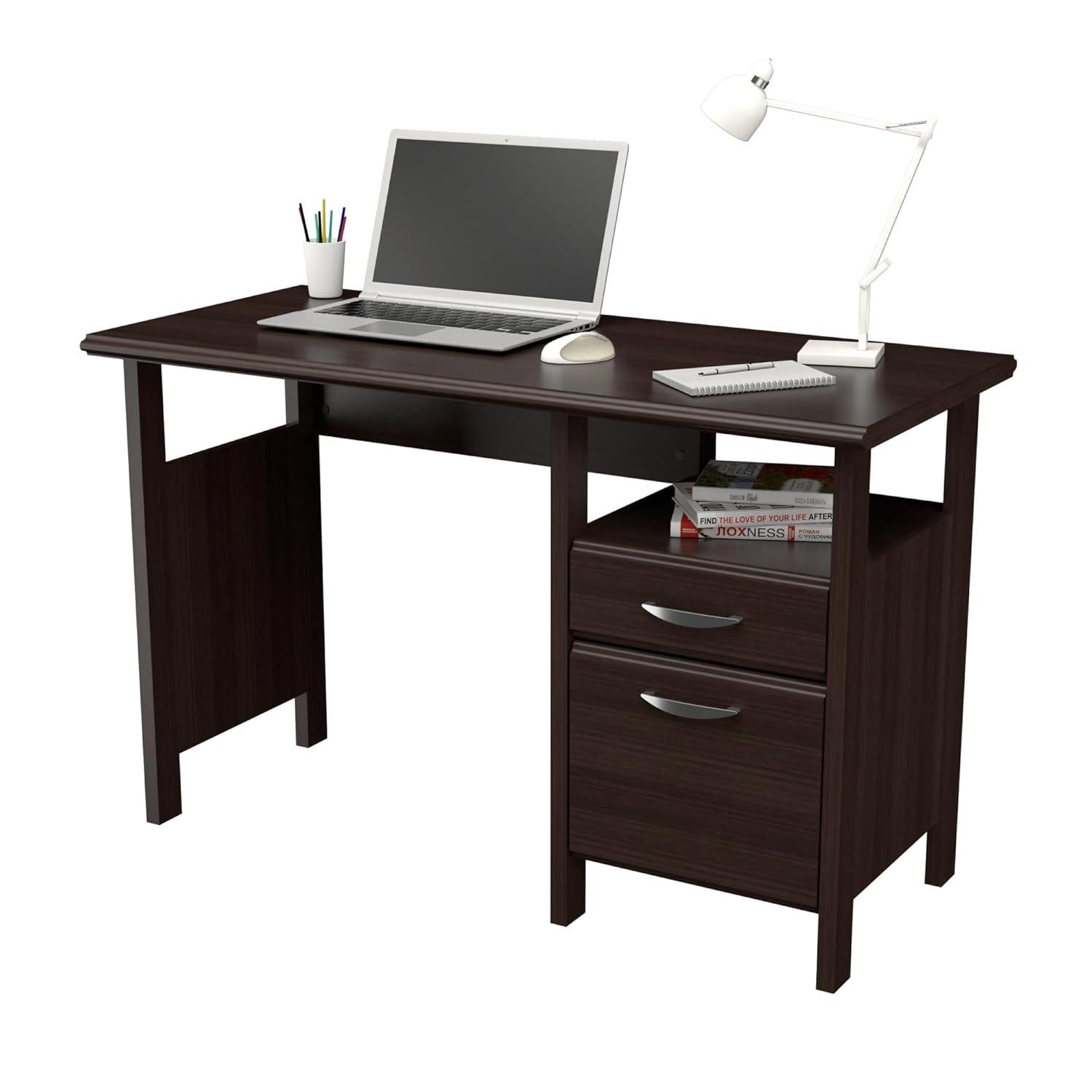 Inval 1-Drawer Writing Desk with Cabinet in Espresso