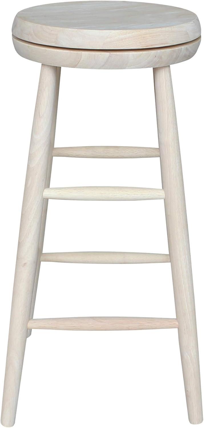 30" Jonathan Swivel Scooped Seat Barstool Unfinished - International Concepts: Solid Wood, Round, No Assembly