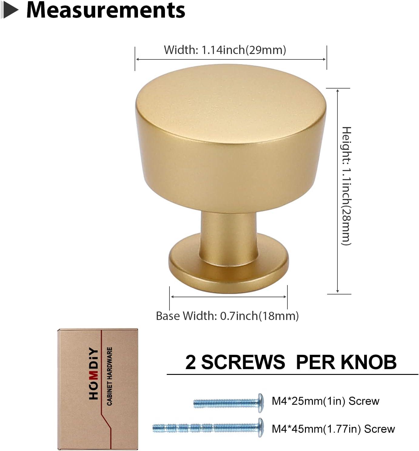 Brushed Brass Round Knurled Cabinet Knob Set