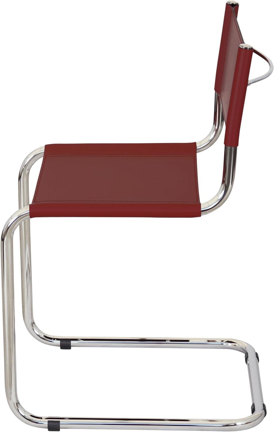 Breuer Chair Company Mart Stam Cantilever Side Chair w/ Chrome Steel Frame & Dark Red Bonded Leather by Furnish Theory