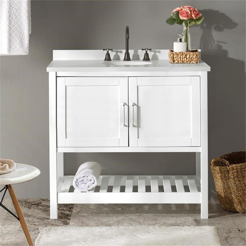 Bennet 36"W Modern Shaker Soft Close Doors Vanity Cabinet With Open Storage Shelf