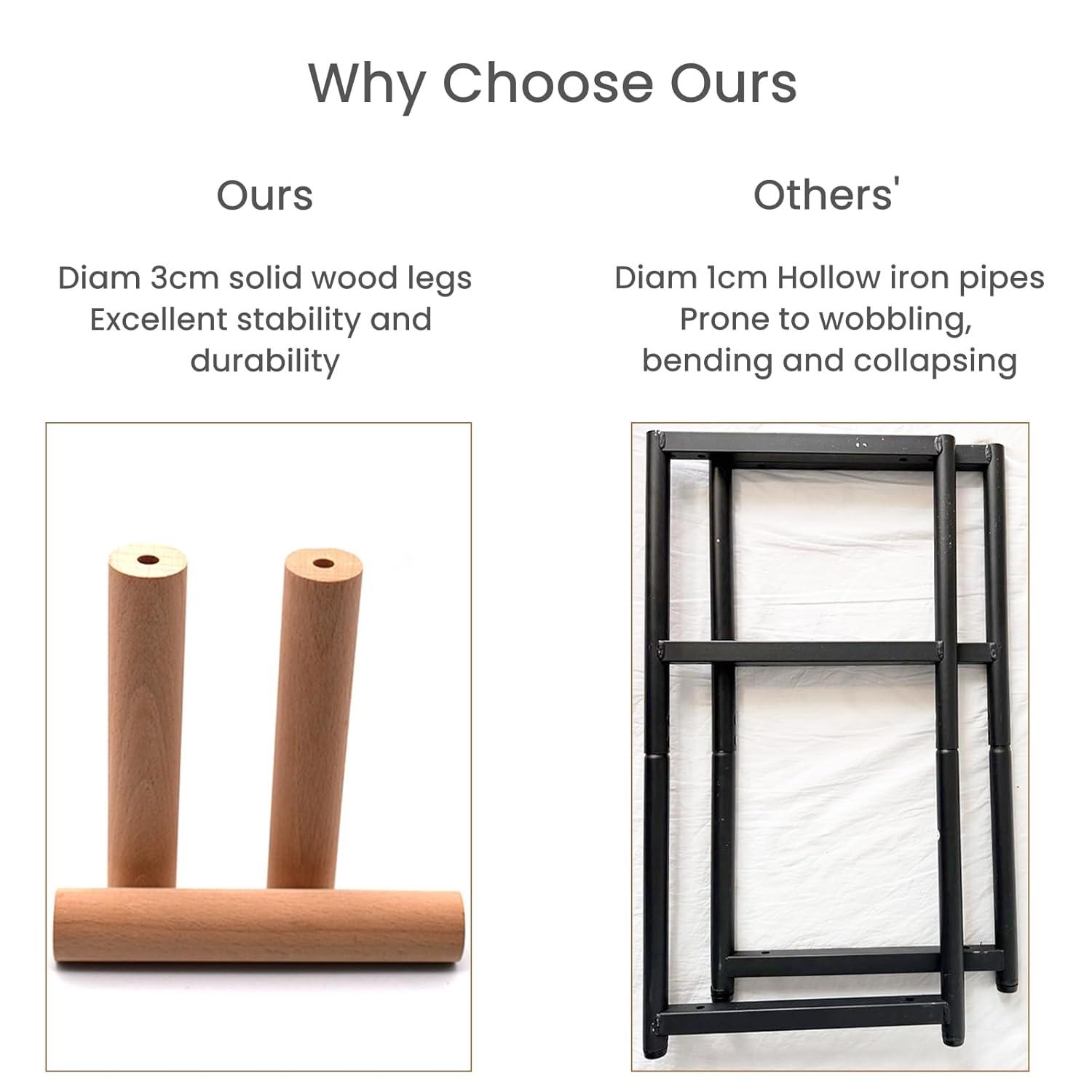 LUCKNOCK Solid Wood Side Table, 2-Tier Small End Table with Storage Shelf, Narrow Nightstand Bedside Table for Small Spaces, Bedroom, Living Room, Farmhouse, No-Tool Assembly.