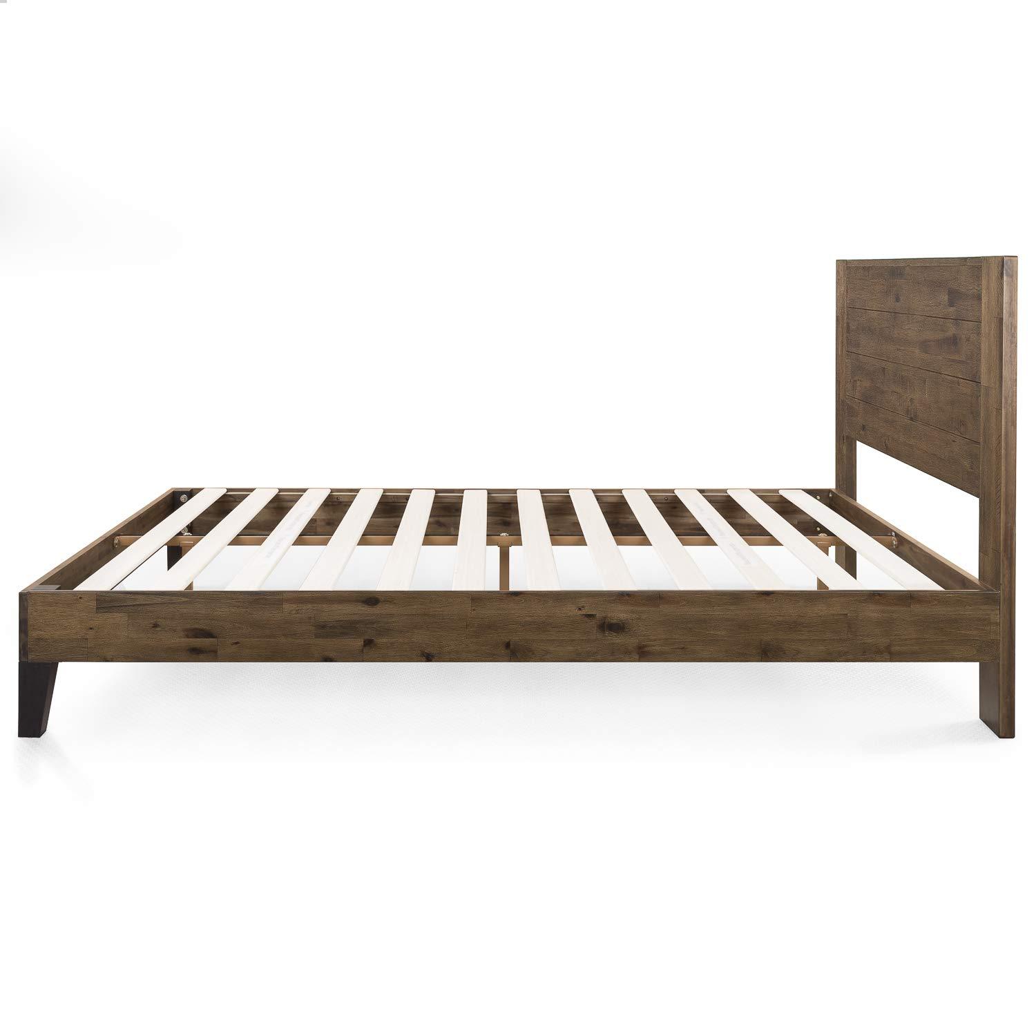 Queen Tonja Wood Platform Bed Frame with Headboard Brown - Zinus