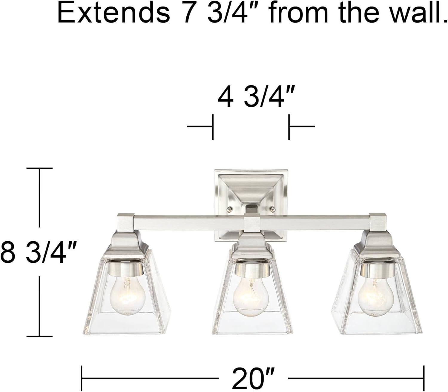 Satin Nickel 3-Light Bathroom Vanity Fixture with Clear Glass Shades