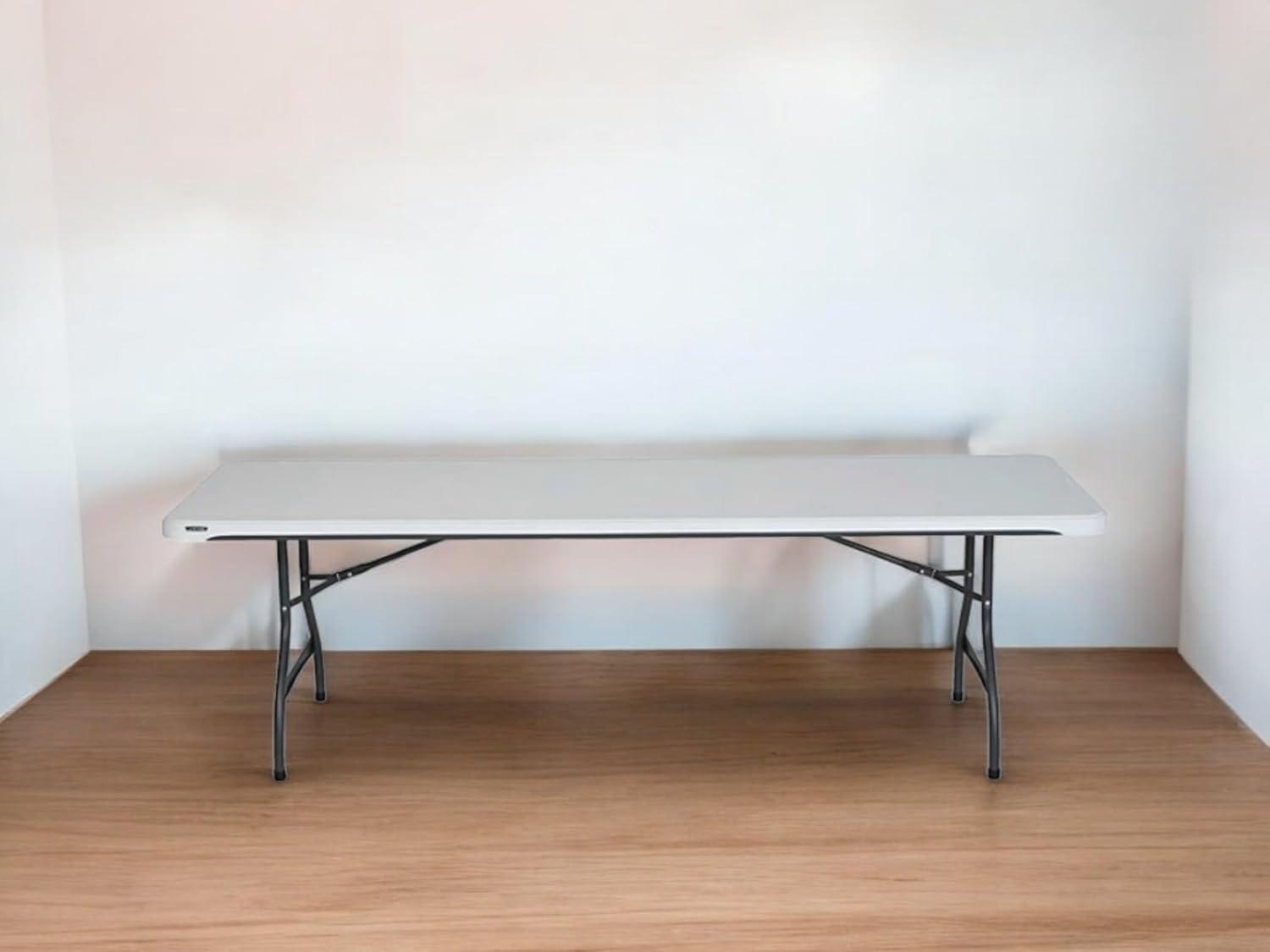Lifetime 8 Foot Rectangle Folding Table, Indoor/Outdoor Commercial Grade, White Granite (22980)