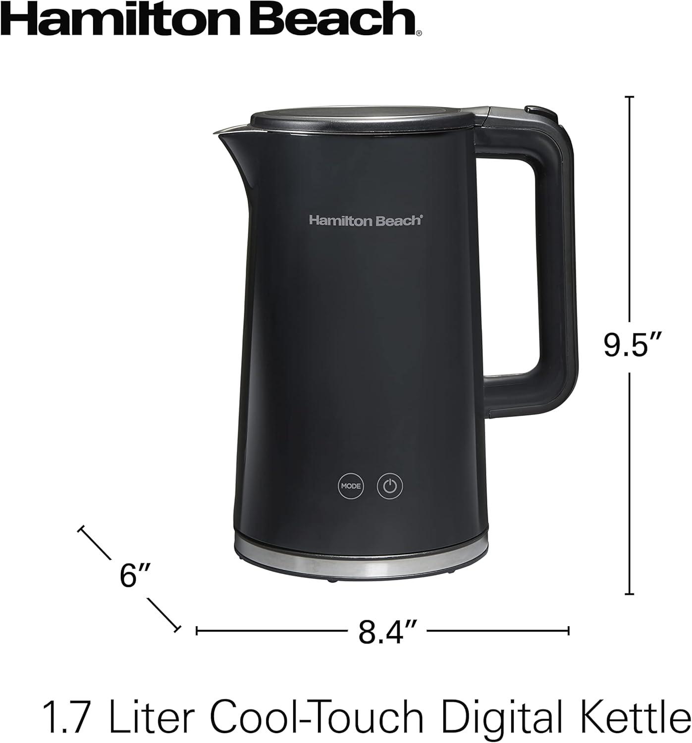 Black Stainless Steel Digital Electric Tea Kettle 1.7L