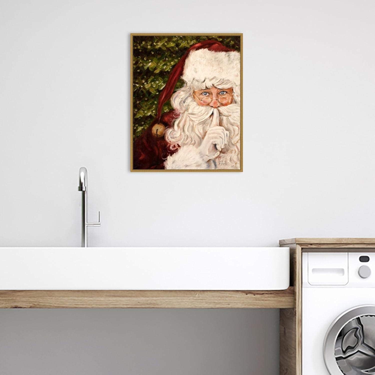 Classic Christmas Santa Impressionist Canvas Print