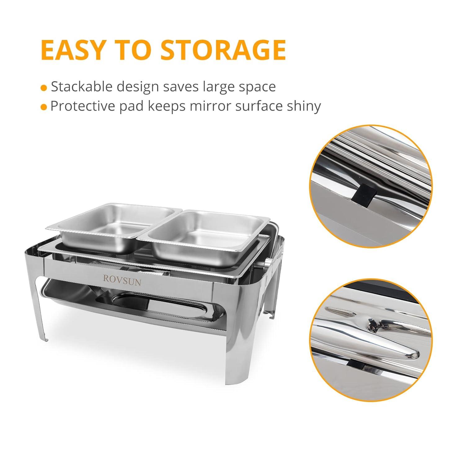 ROVSUN Roll Top Silver Stainless Steel Chafing Dish Buffet Set