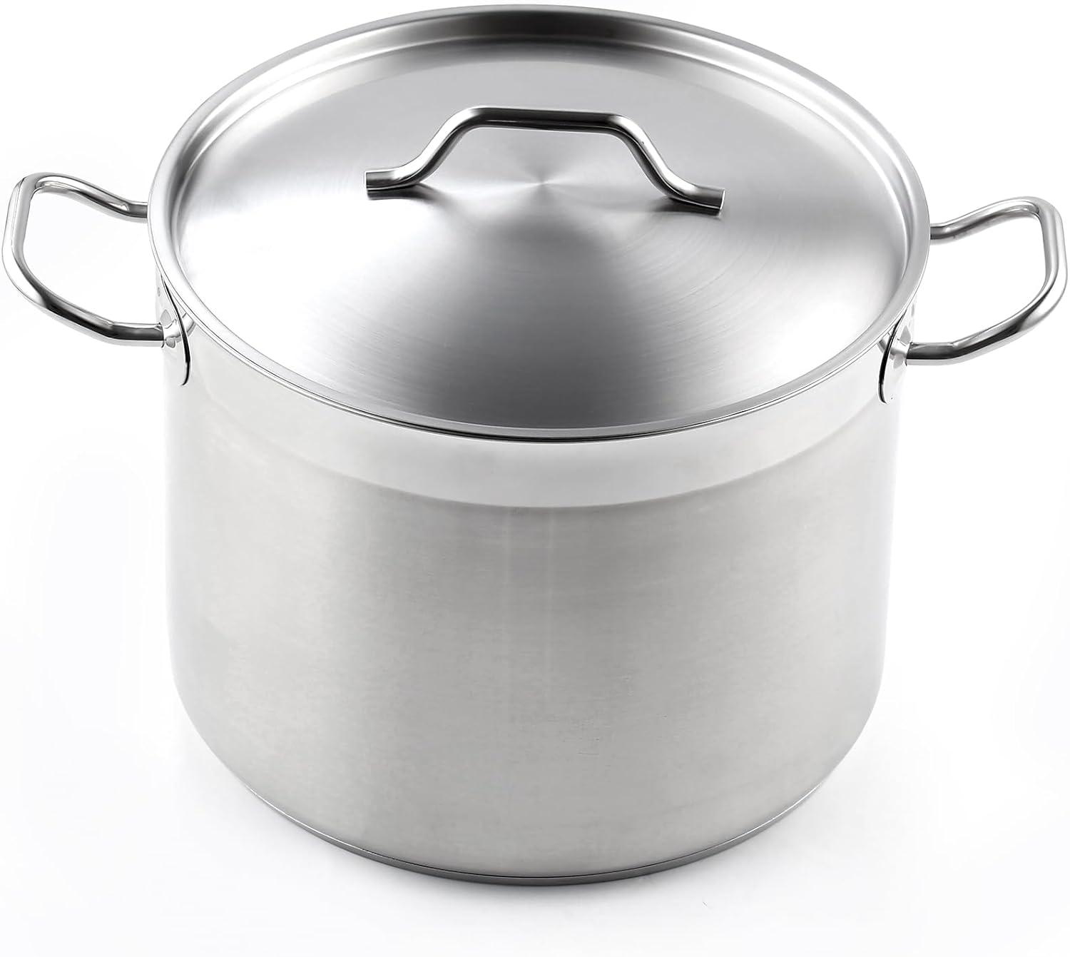 Cooks Standard Professional Stainless Steel Stock Pot with Lid, Silver