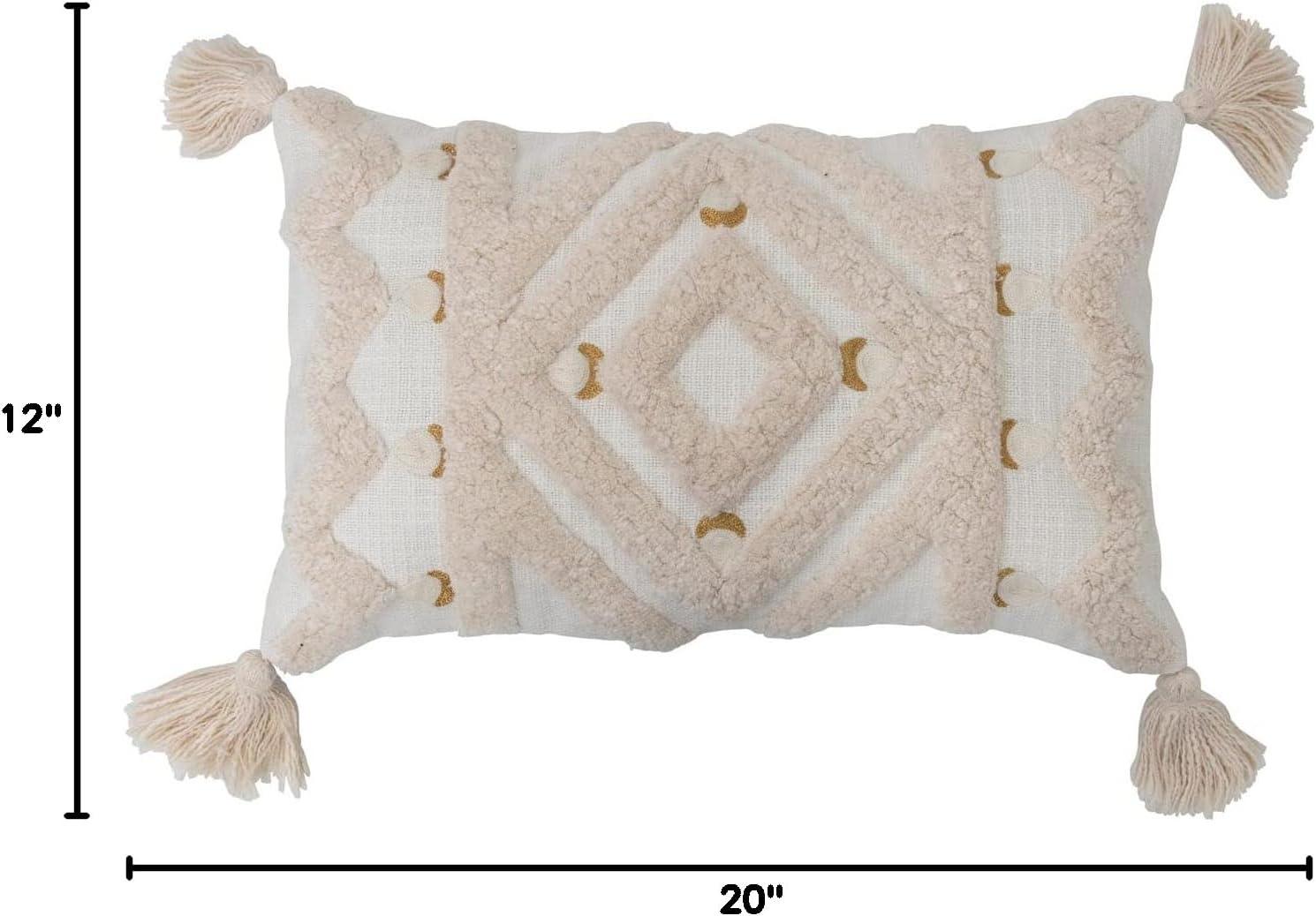 Creative Co-Op Embroidered Cotton Reversible Throw Pillow