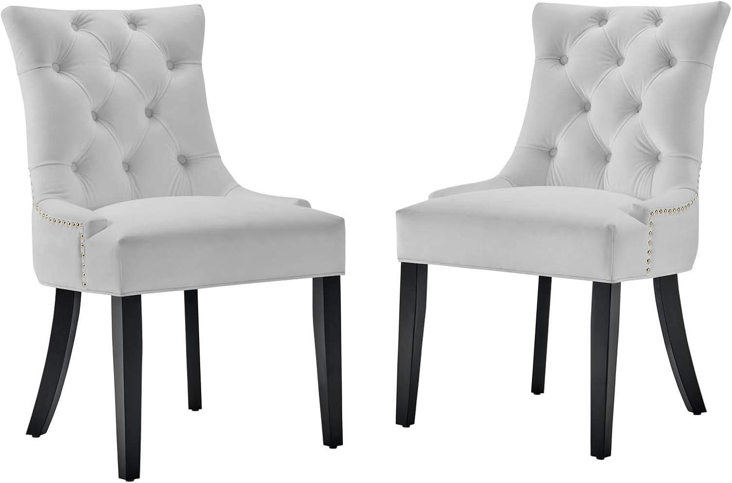 Modway Regent 20" Tufted Velvet Dining Side Chairs in White (Set of 2)