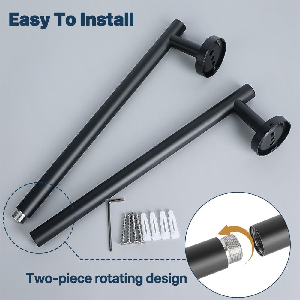 Matte Black 24-Inch Stainless Steel Wall Mounted Towel Bar