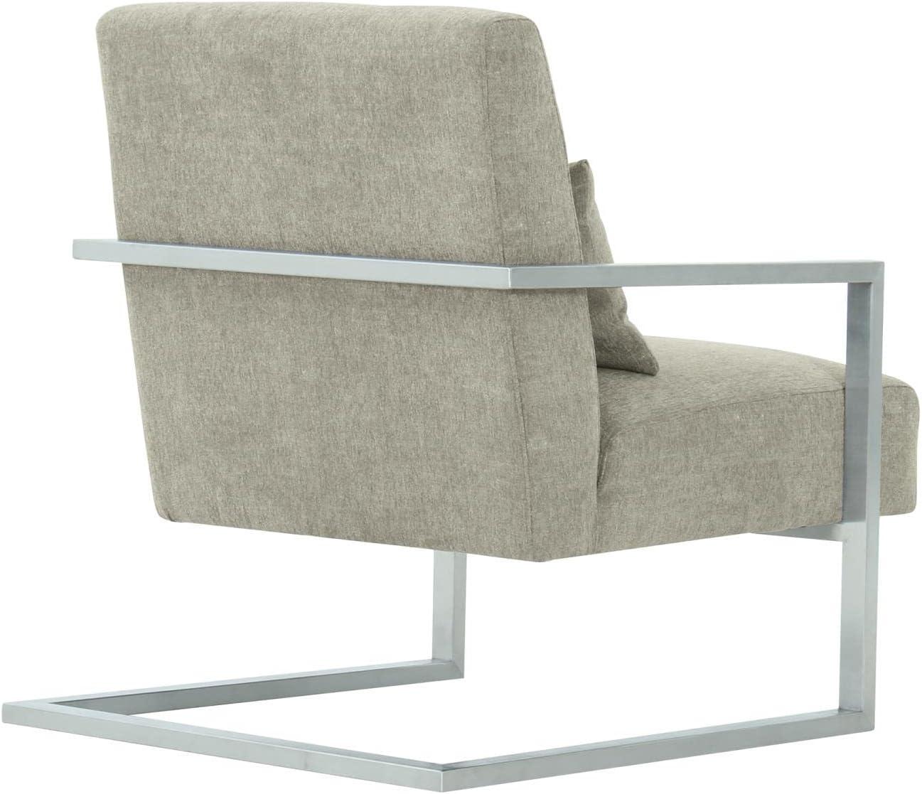 Contemporary Gray Faux Leather Geometric Accent Chair