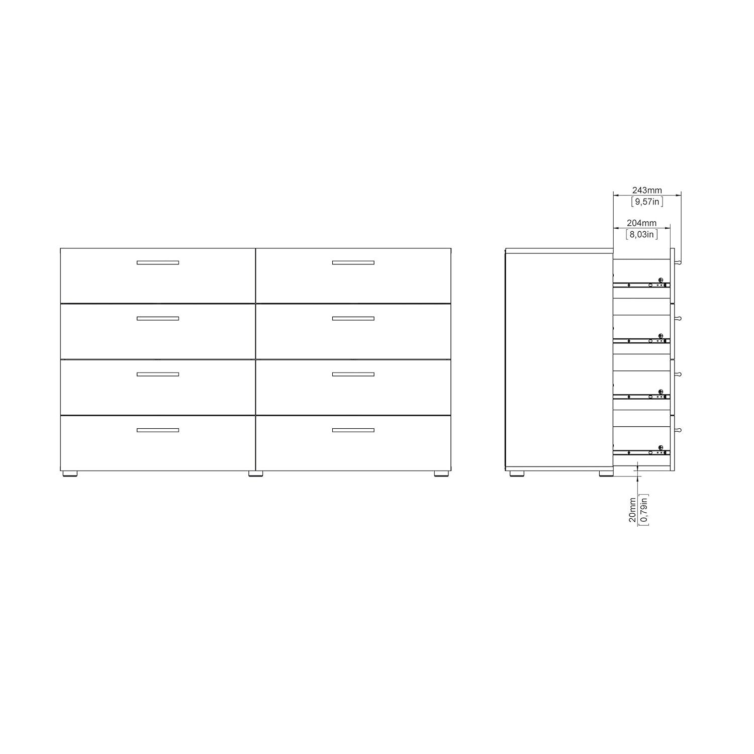Tvilum Austin 8 Drawer Double Dresser, Black Woodgrain