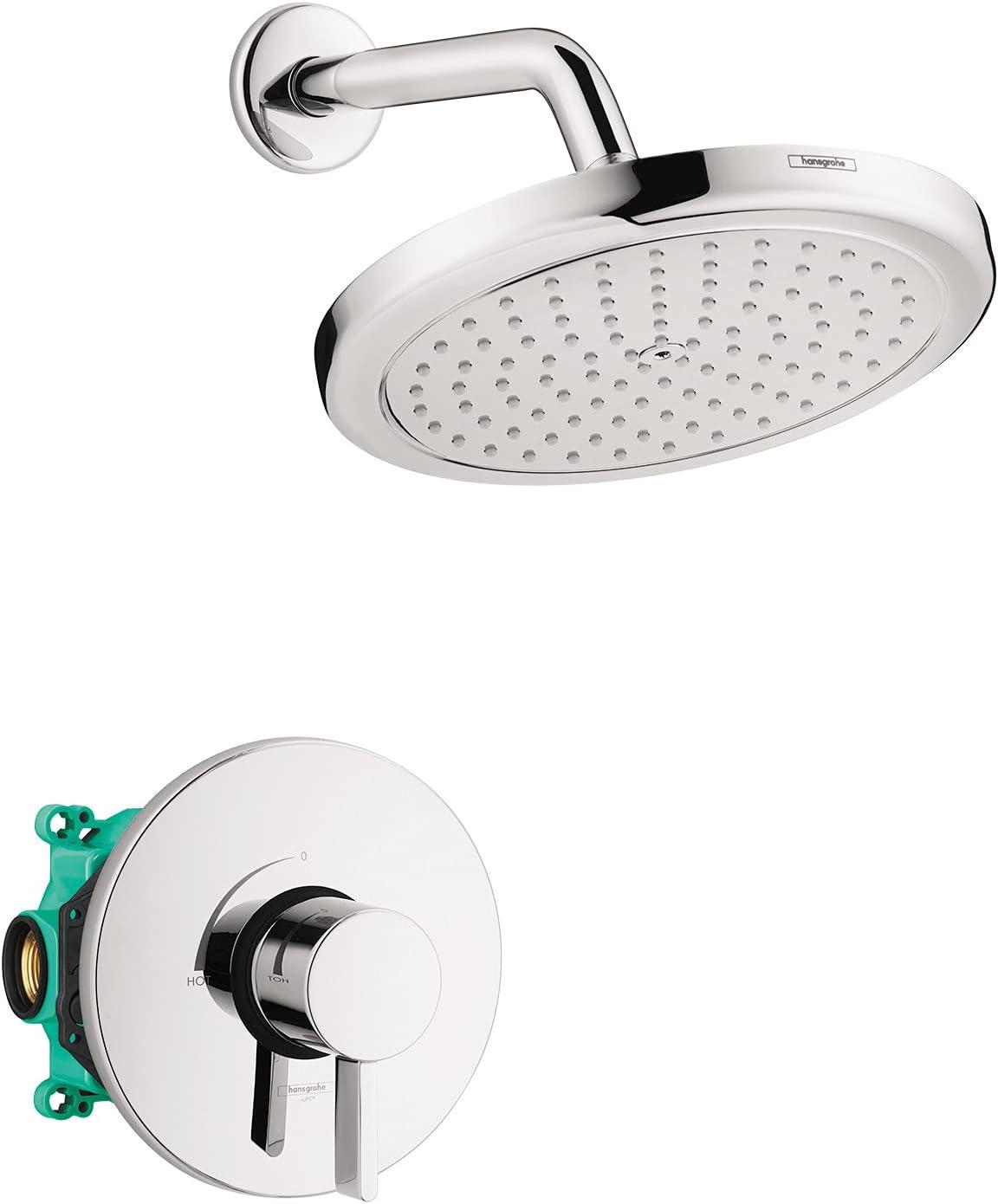 Chrome Wall Mounted Rain Shower System with Valve