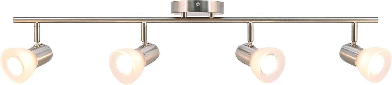 Brushed Nickel 4-Light Modern Track Lighting with Glass Shades