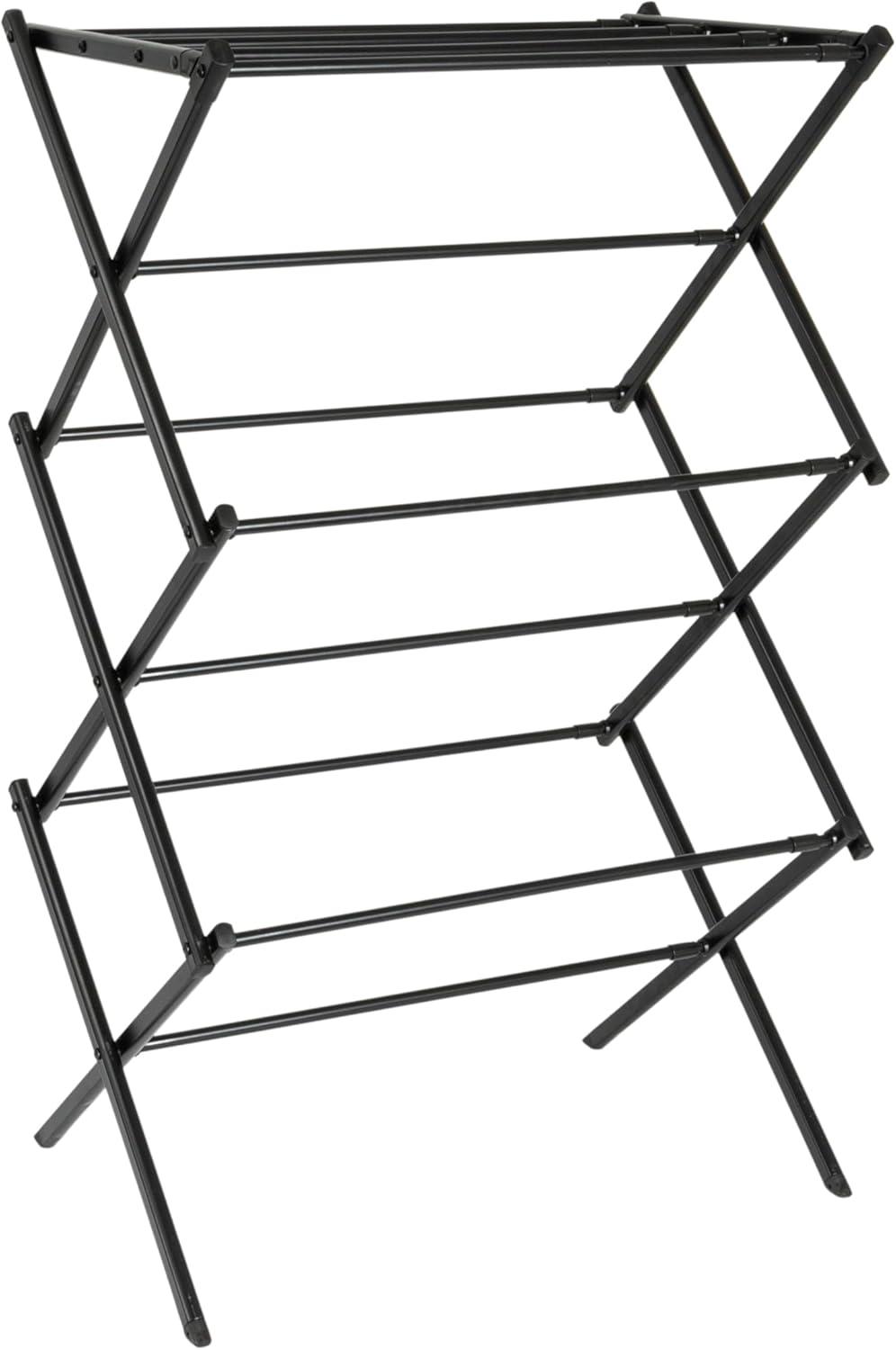 Household Essentials Folding Expandable Clothes Drying Rack Black