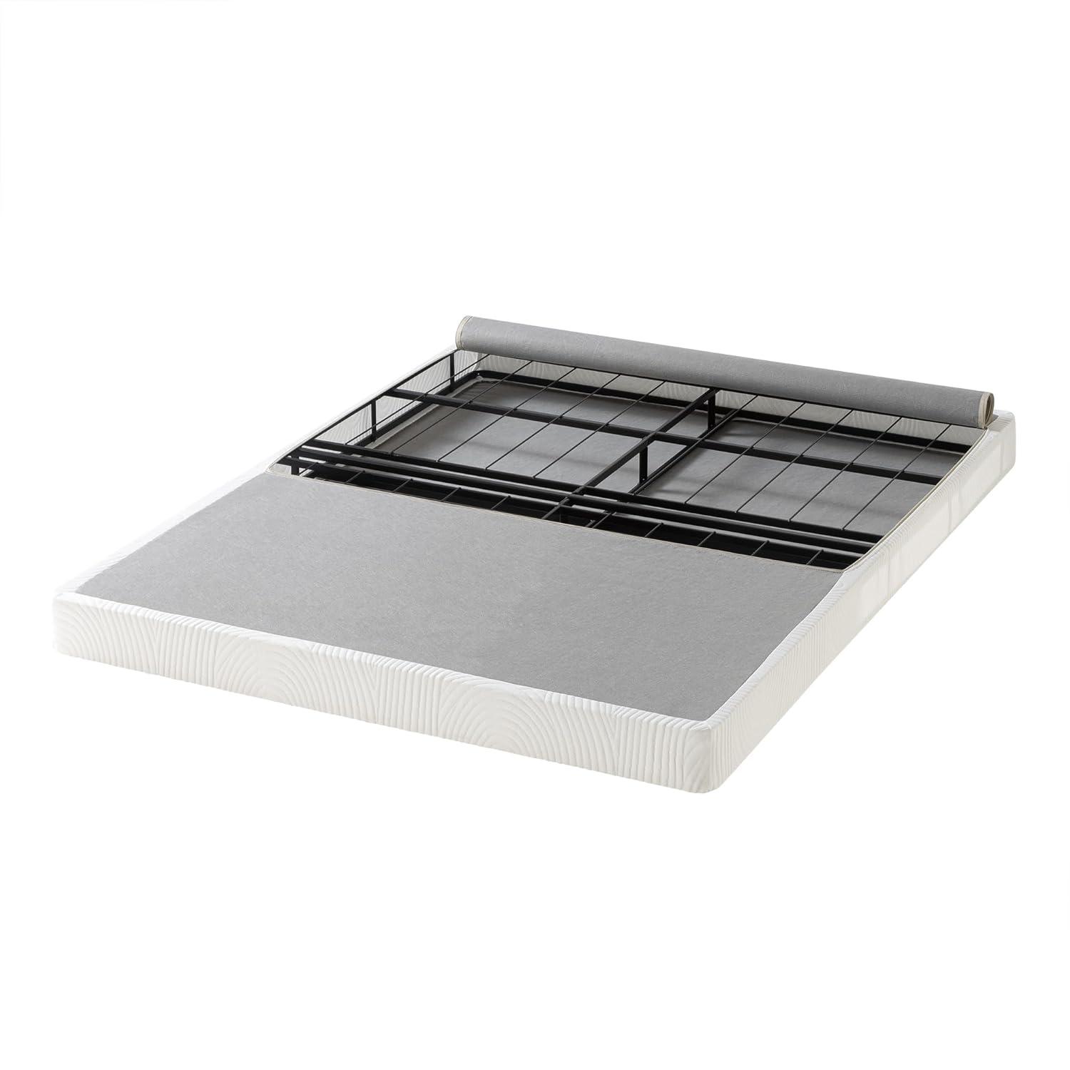 ZINUS 4 Inch Box Spring with Cover, No Assembly Mattress Foundation, Sturdy Metal Structure, Queen, White