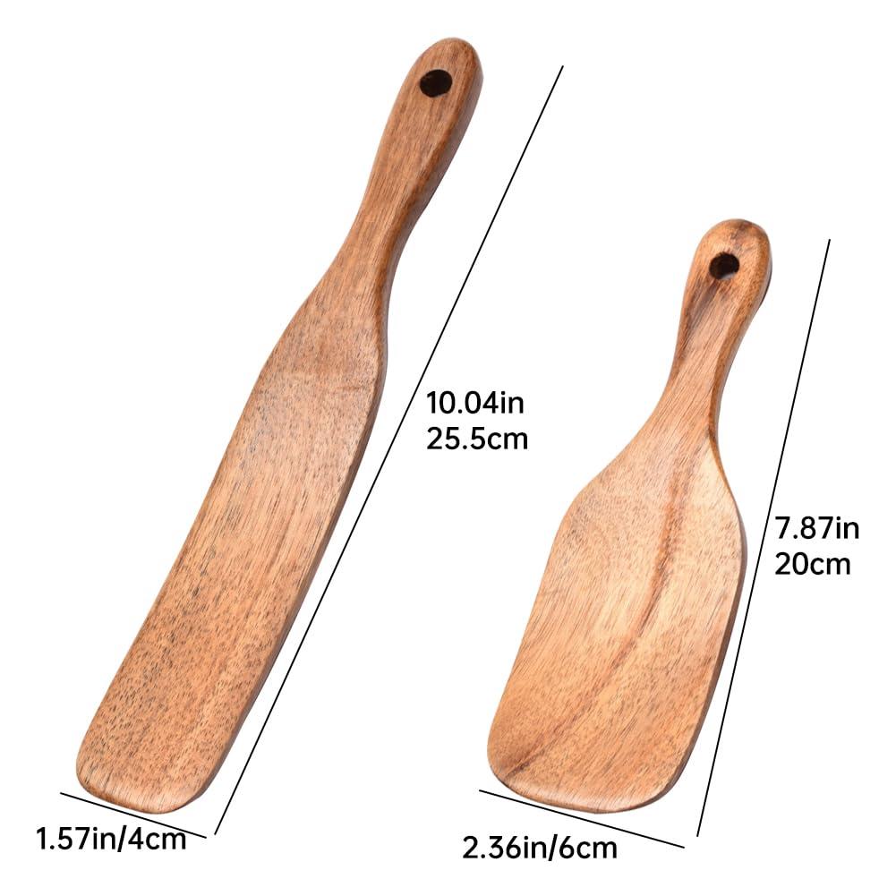 Wooden Kitchen Utensils Set of 2, Wooden Utensils for Cooking, stirring, Mixing, Serving